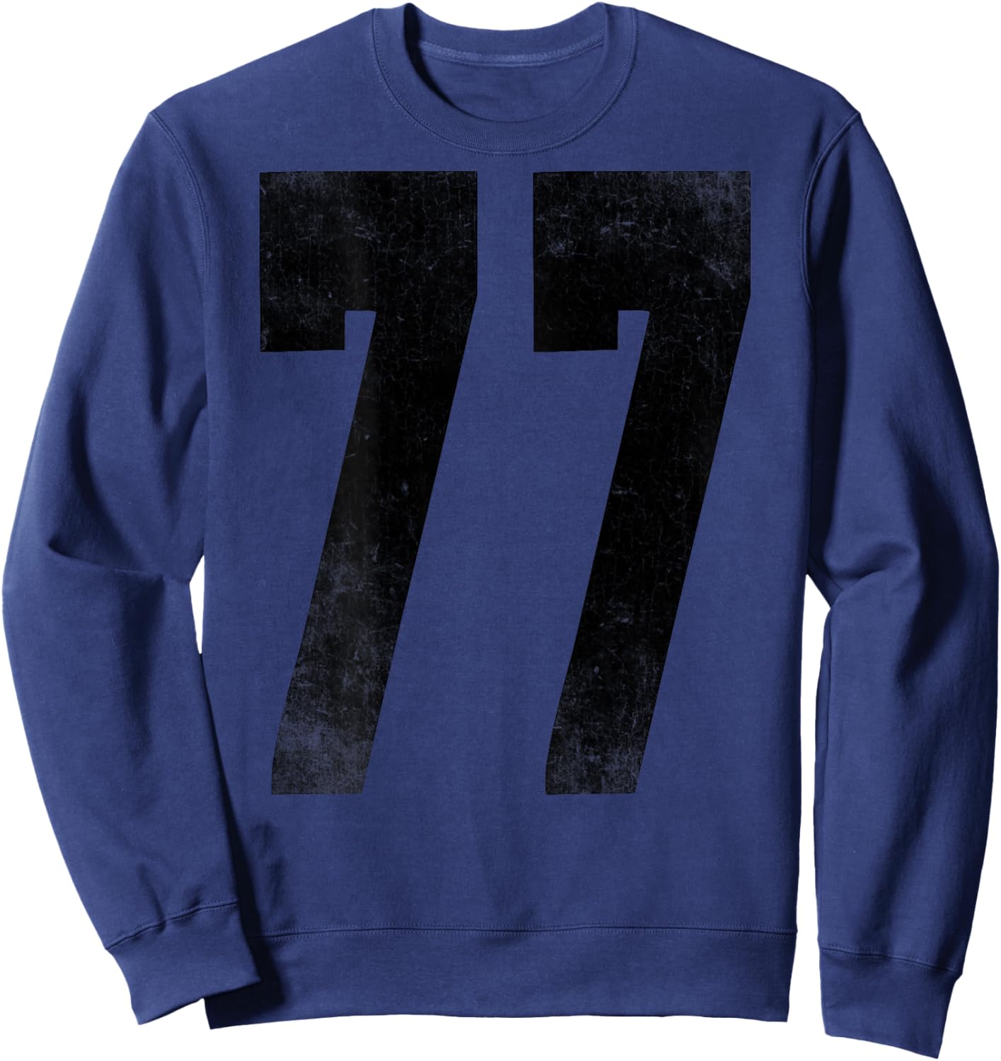 Number 77 Print On Back of Shirt Number #77 Numbered Sweatshirt - Sweatshirt | Navy