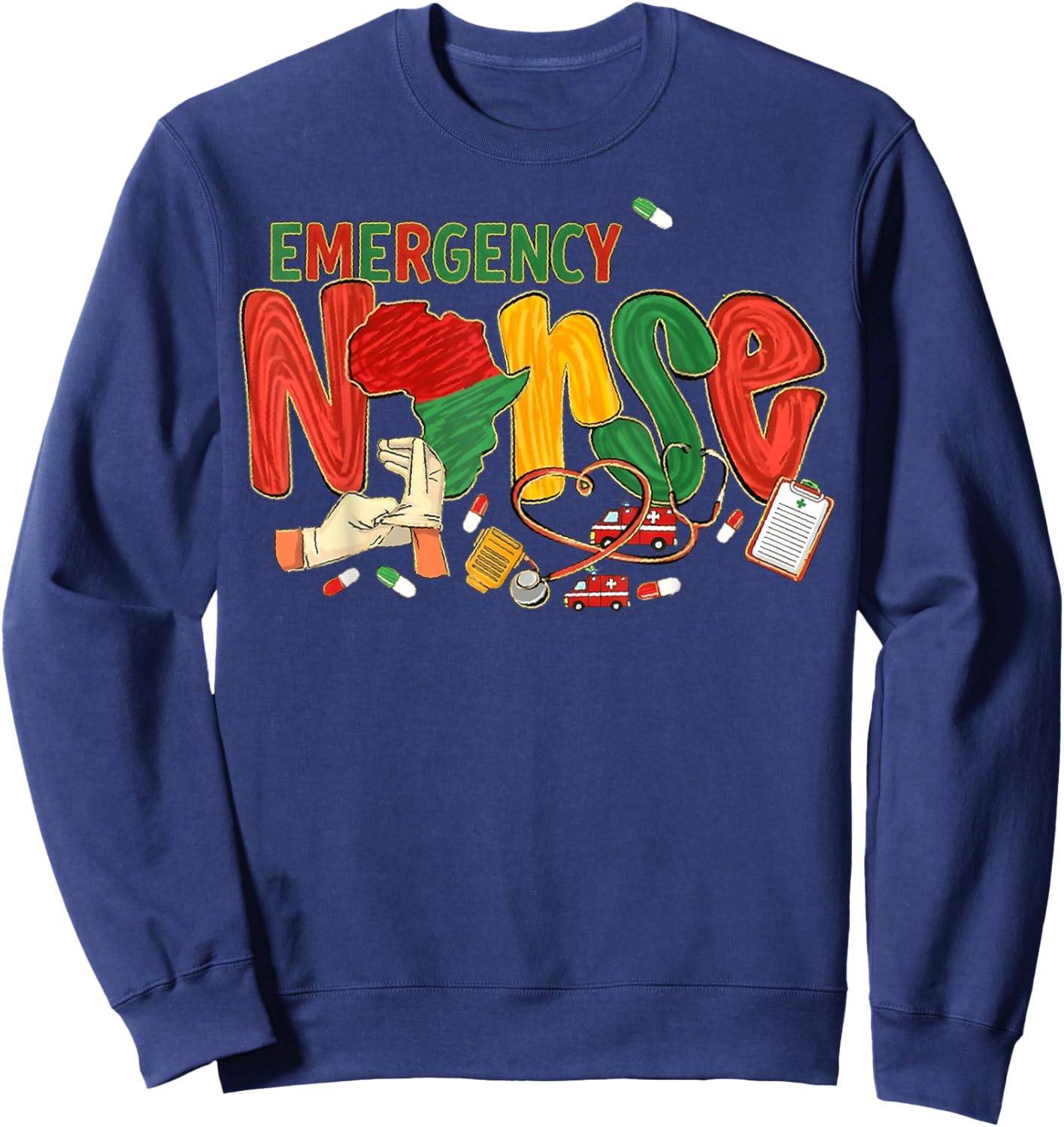 Emergency Nurse Black Nurse Magic Black History Month Junete Sweatshirt - Sweatshirt | Navy