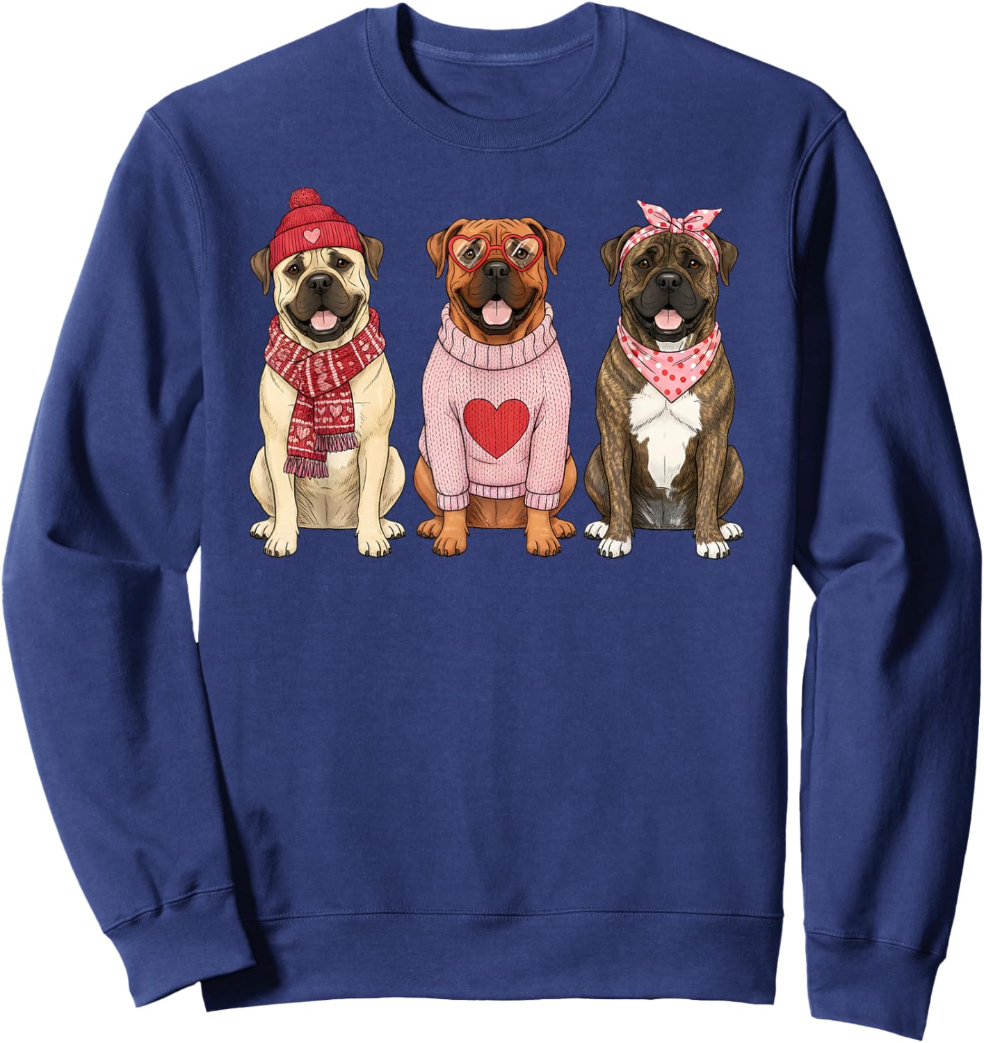 Cute Bullmastiff Valentine Dog Sweatshirt - Sweatshirt | Navy