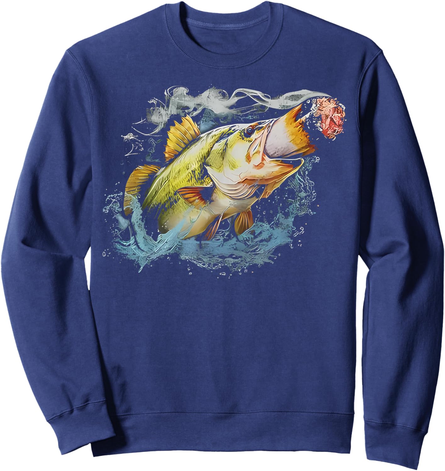 Fish Smoking Meme Vintage Style Silly Fish Gag Sweatshirt - Sweatshirt | Navy
