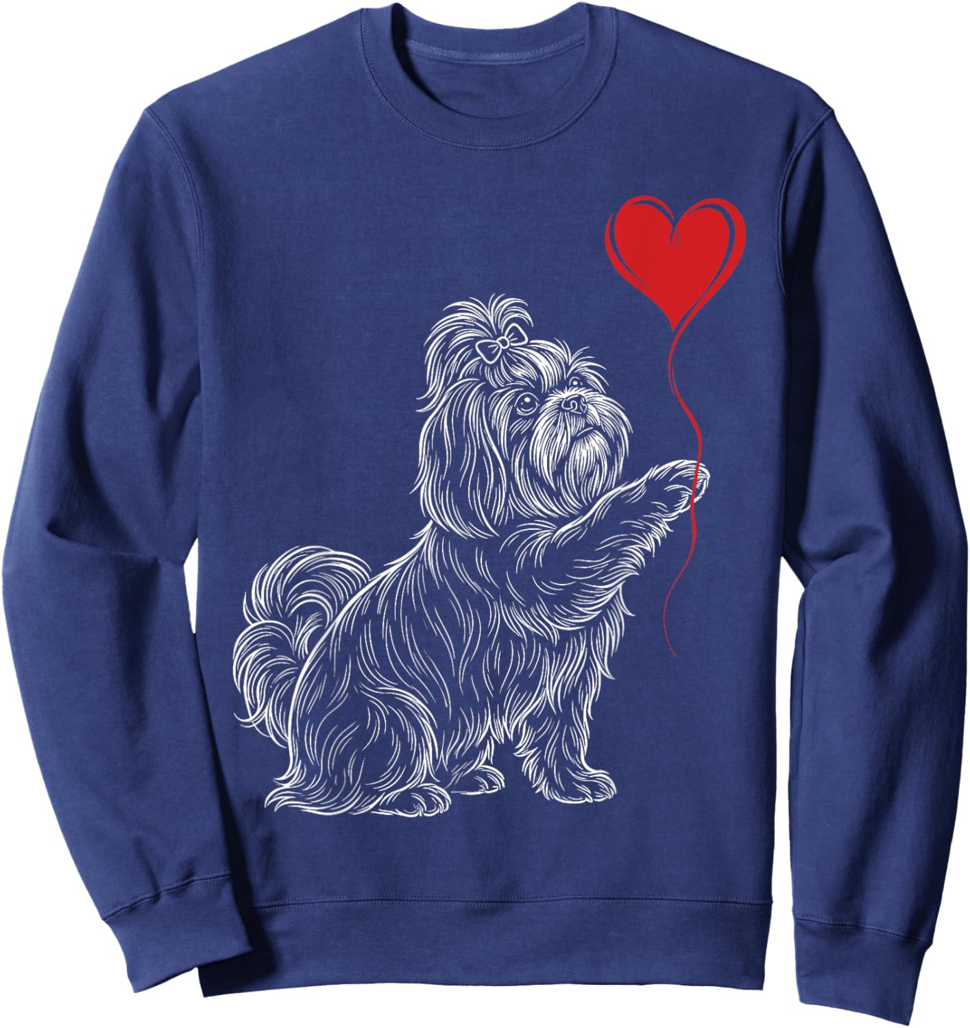 Shih Tzu Lover Dog Art Holding Heart Valentines Sweatshirt - Sweatshirt | Navy