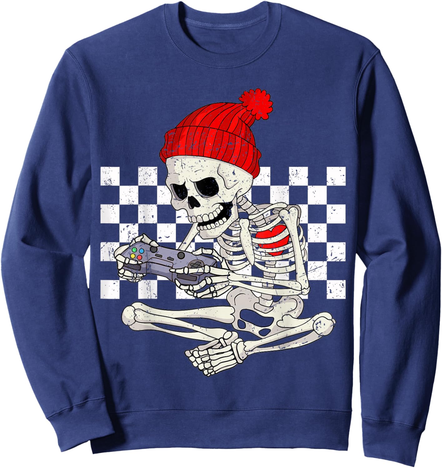 Funny Boys Valentines Skeleton Gamer Video Games Gaming Sweatshirt - Sweatshirt | Navy