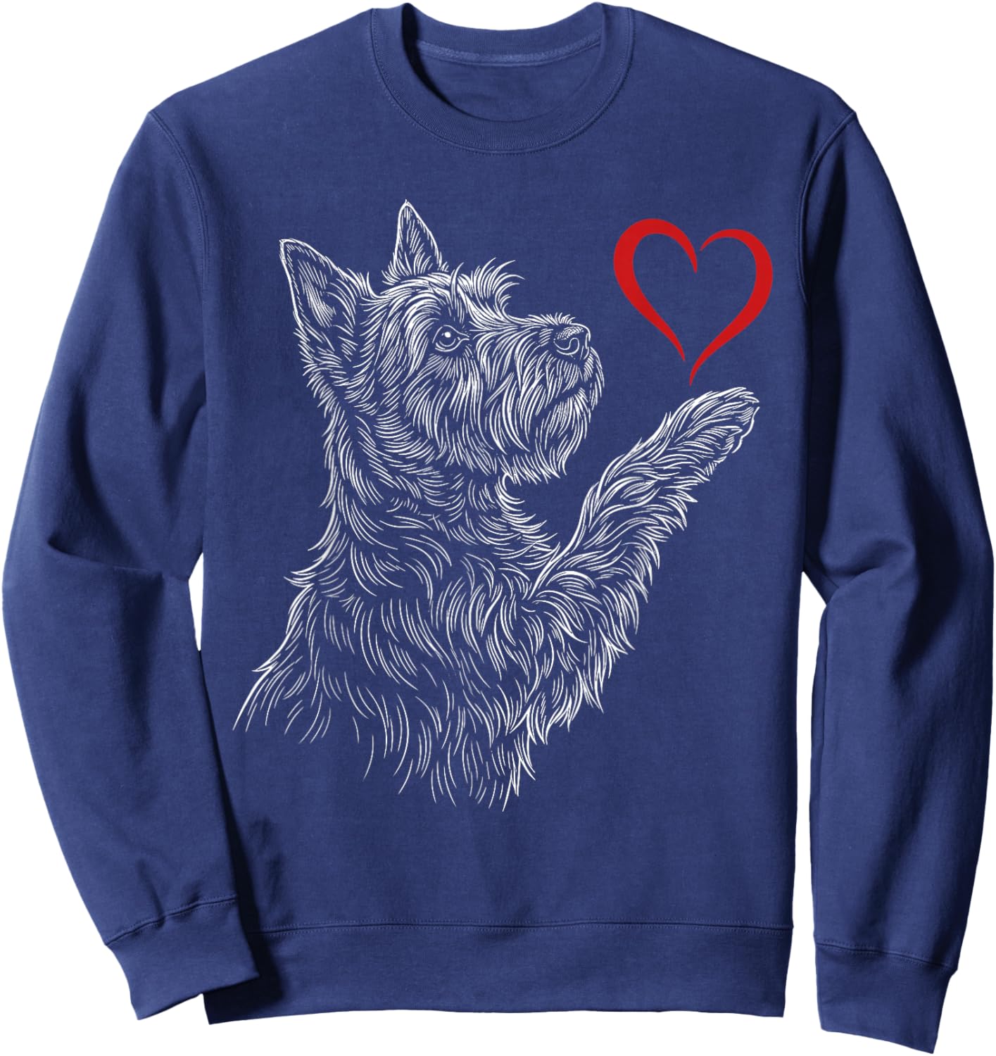 Scottish Terrier Lover Dog Art Holding Heart Valentines Sweatshirt - Sweatshirt | Navy