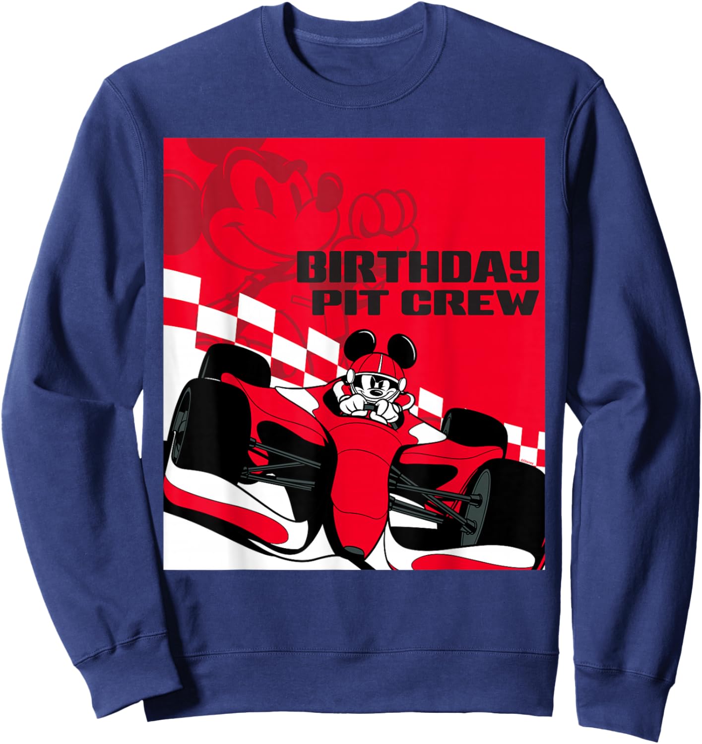 Disney Racing Birthday Pit Crew Mickey Mouse Race Car Party Sweatshirt - Sweatshirt | Navy