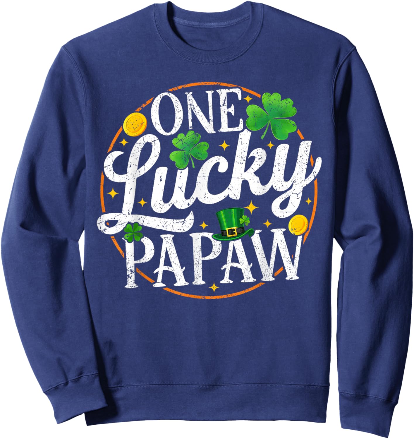 One Lucky Papaw St Patricks Day Shamrock Men Sweatshirt - Sweatshirt | Navy