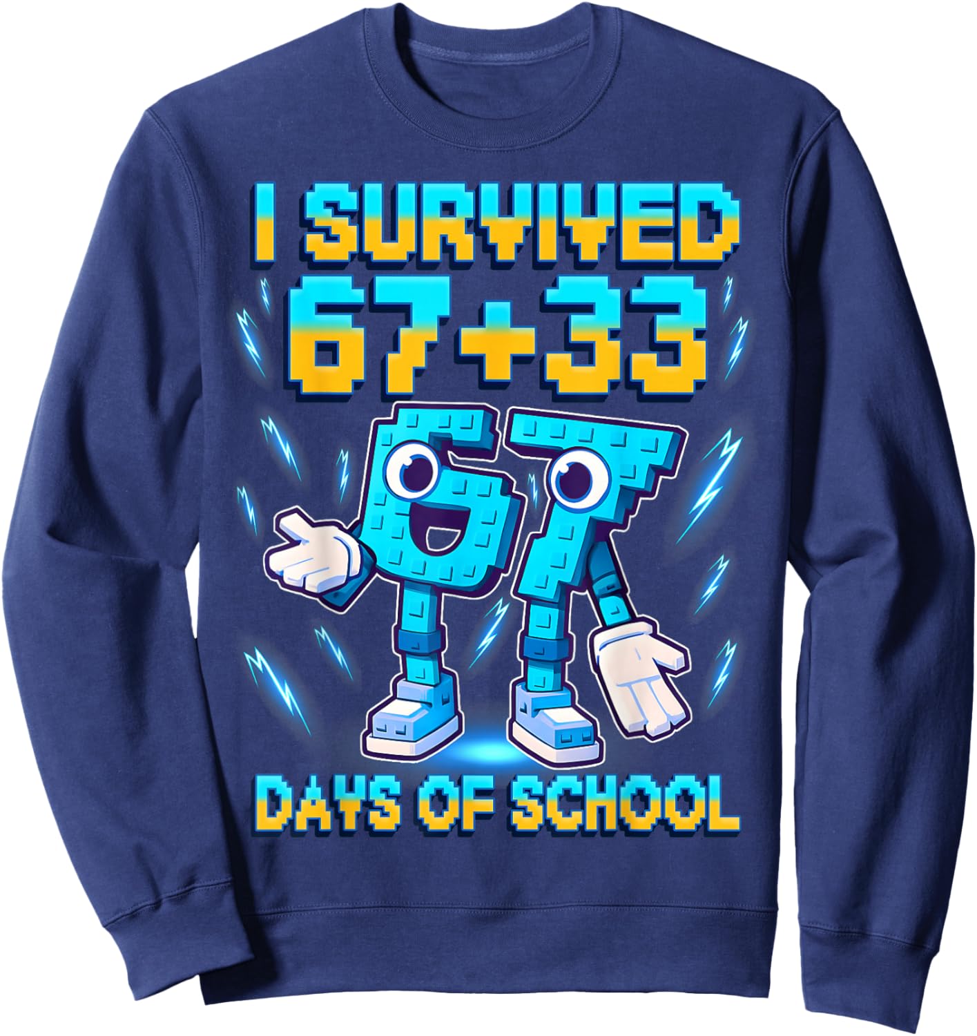 I Survived 100 Days of School 67 Italian Brainrot Kids Meme Sweatshirt - Sweatshirt | Navy