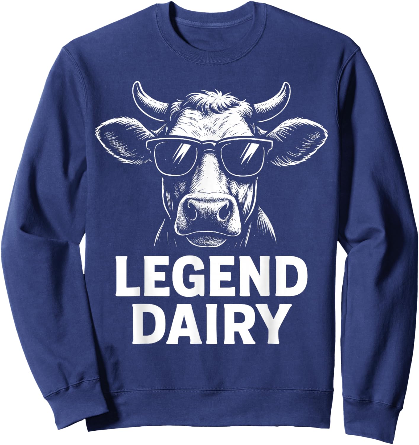 Legend Dairy Cool Cow Sunglasses Funny Farming Cow Pun Sweatshirt - Sweatshirt | Navy