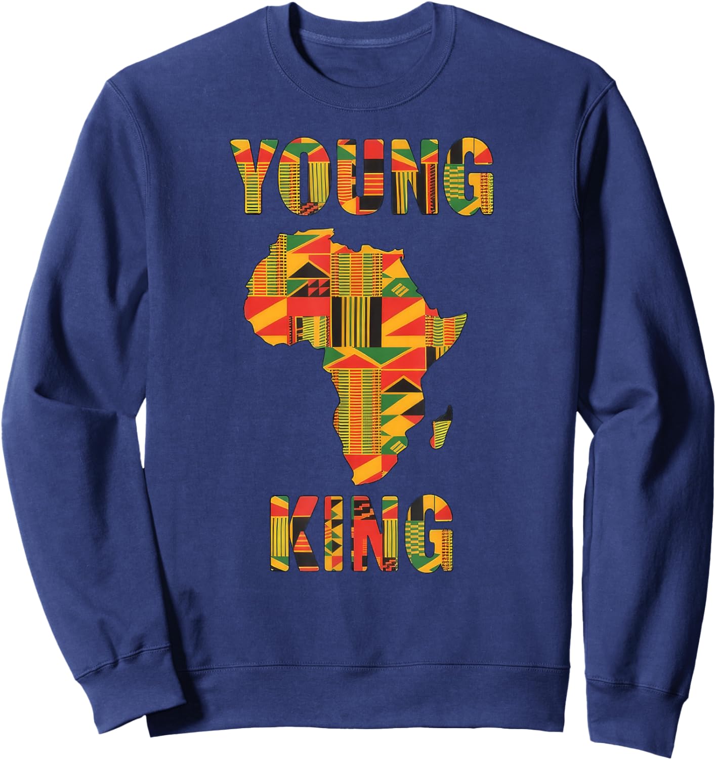 Young King African Kente Art Black History Month Sweatshirt - Sweatshirt | Navy