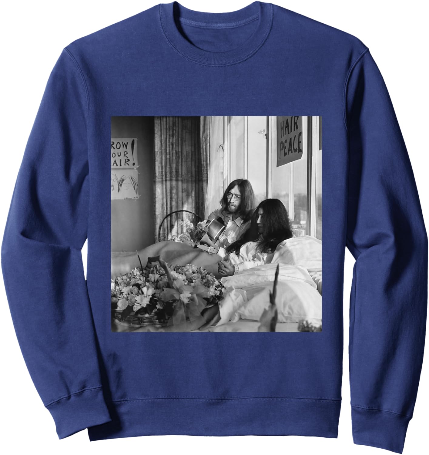 The Beatles John Lennon Yoko ONO Anti-War Bed-in 1969 Sweatshirt - Sweatshirt | Navy