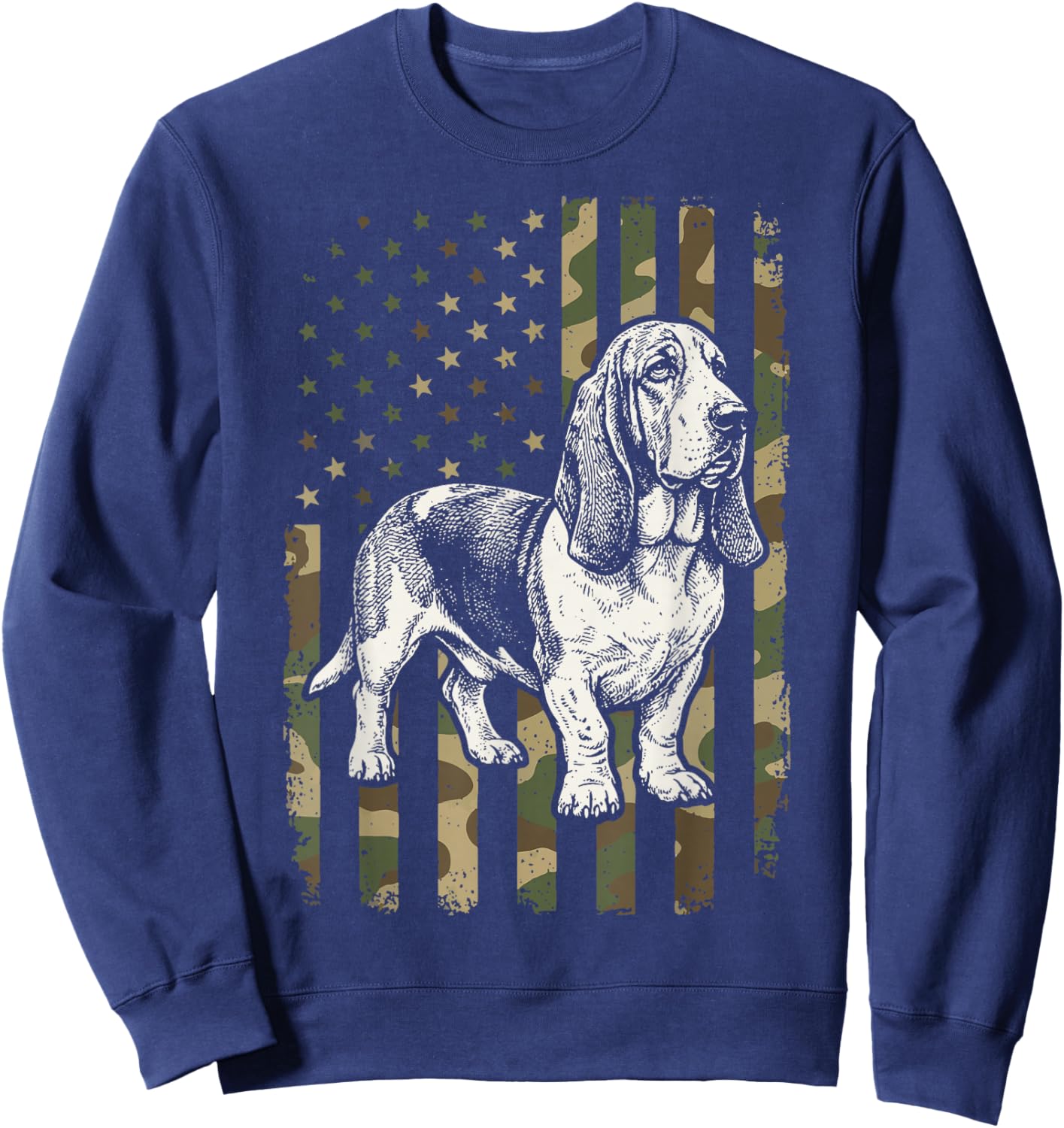 Basset Hound USA Flag 4th of July Sweatshirt - Sweatshirt | Navy