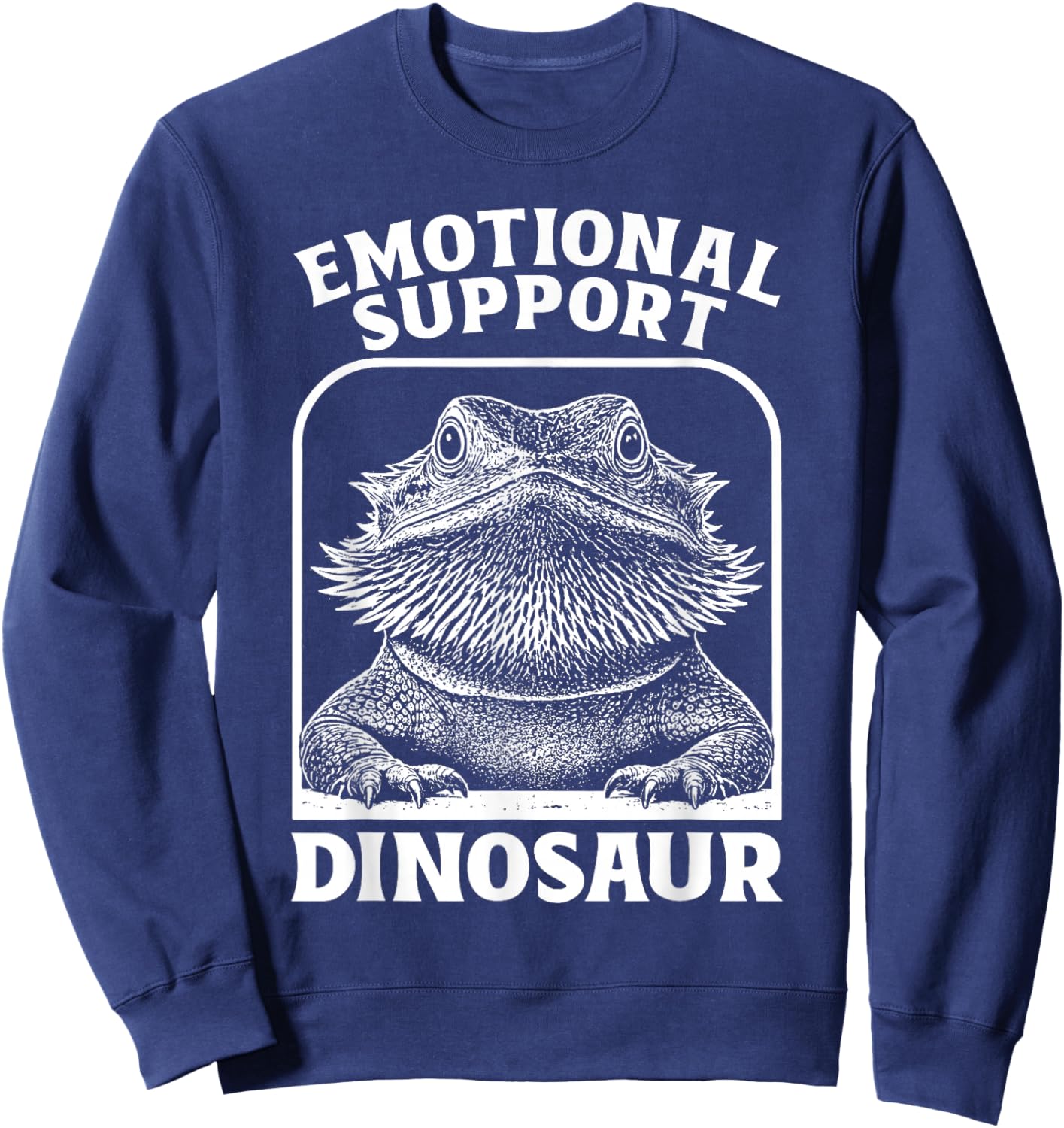 Emotional Support Dinosaur Funny Bearded Dragon Lizard Sweatshirt - Sweatshirt | Navy