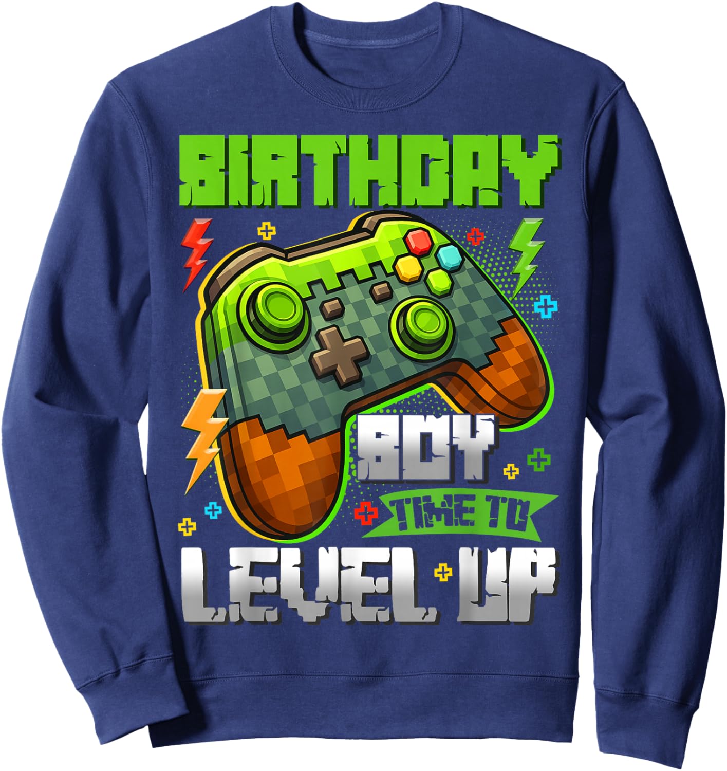 Birthday Boy Time to Level Up Game Pixel Birthday Gamer Kids Sweatshirt - Sweatshirt | Navy