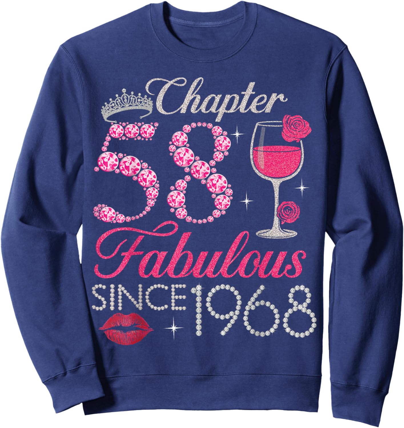 Vintage Chapter 58 Fabulous Since 1968 Birthday Gifts Sweatshirt - Sweatshirt | Navy