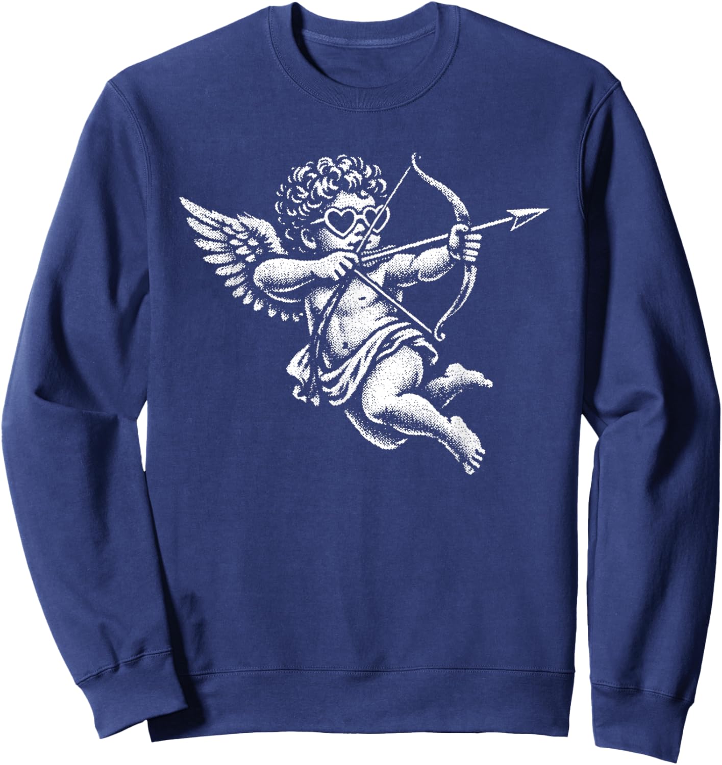 Halftone Cupid Valentine Day Heart Love Cherub Angel Vintage Sweatshirt - Sweatshirt | Navy