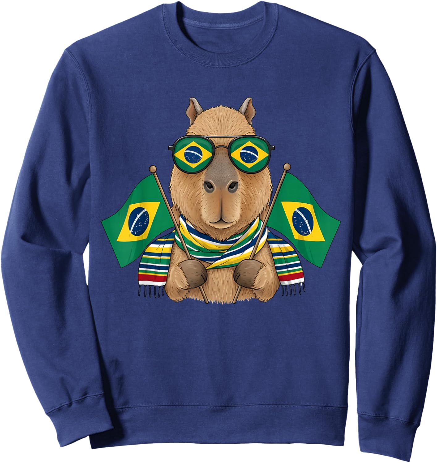 Brazil Flag Capybara Brazilian Roots Brasilian Pride Brasil Sweatshirt - Sweatshirt | Navy