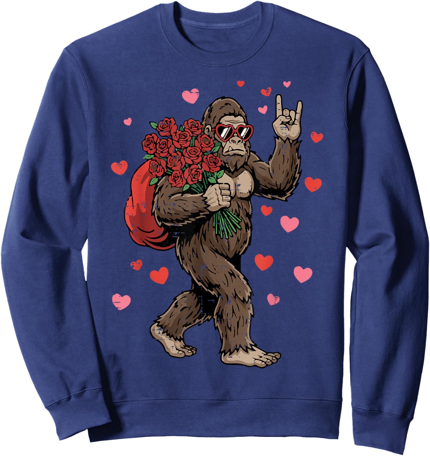 Bigfoot Valentine Sasquatch Valentines Day Men Women Kids Sweatshirt - Sweatshirt | Navy