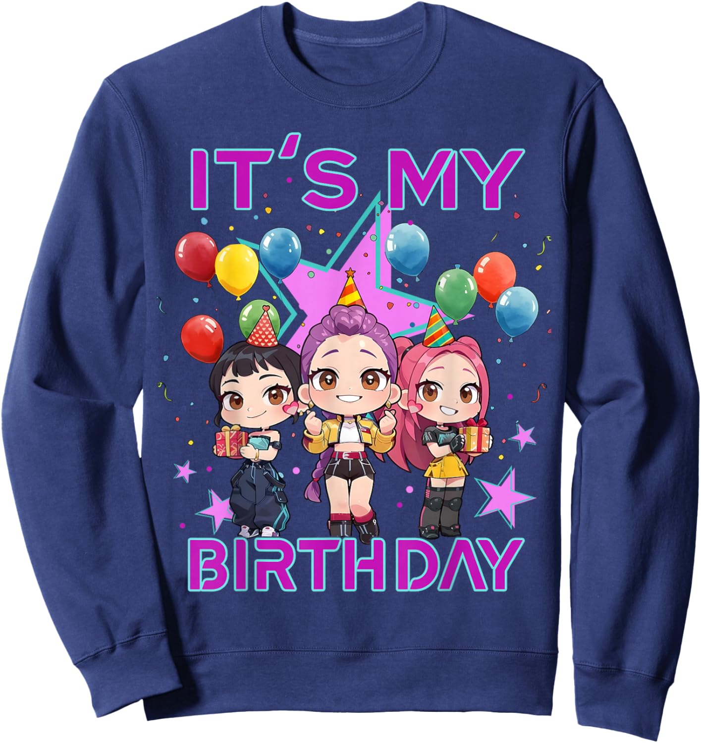 It's My Birthday Graphic Balloons for Girls and Teens Kpop Sweatshirt - Sweatshirt | Navy