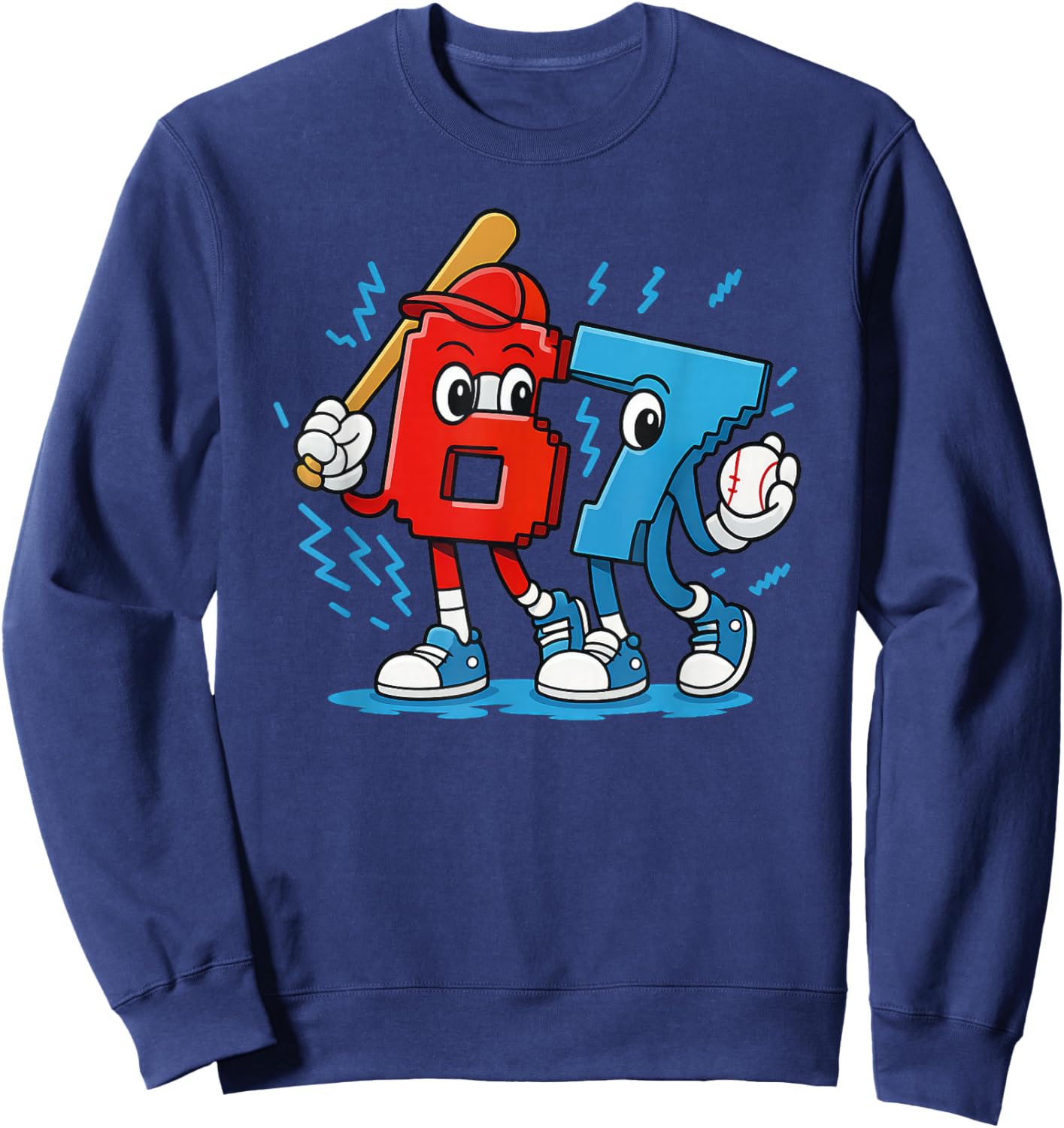 67 Six Seven 6-7 - Funny Italian Brainrot Kids Baseball Sweatshirt - Sweatshirt | Navy