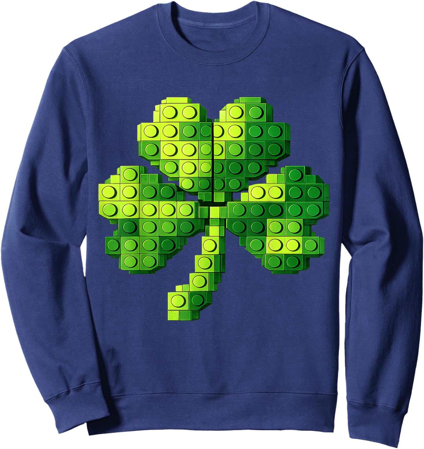 Funny Building Shamrock Blocks St Patricks Day Kids Boys Sweatshirt - Sweatshirt | Navy