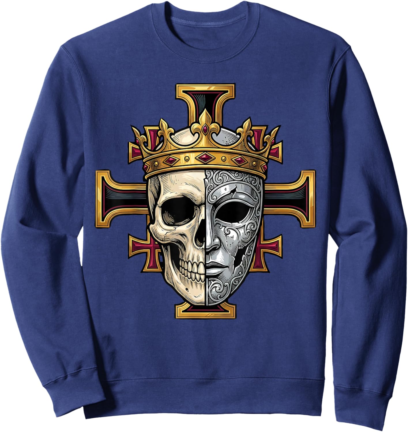 King Baldwin IV Jerusalem Cross Catholic Sweatshirt - Sweatshirt | Navy
