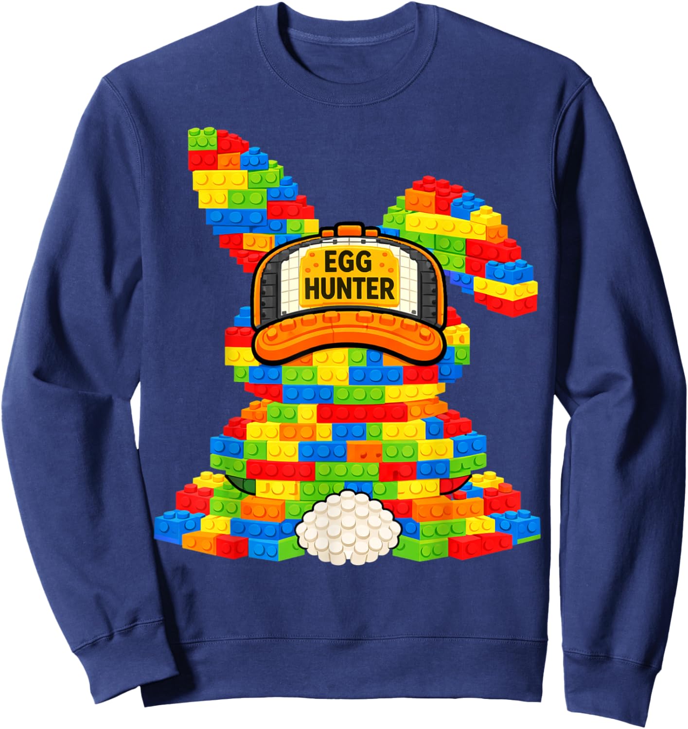 Funny Bunny Egg Hunter Block Building Gift Boy Kid Girl Sweatshirt - Sweatshirt | Navy
