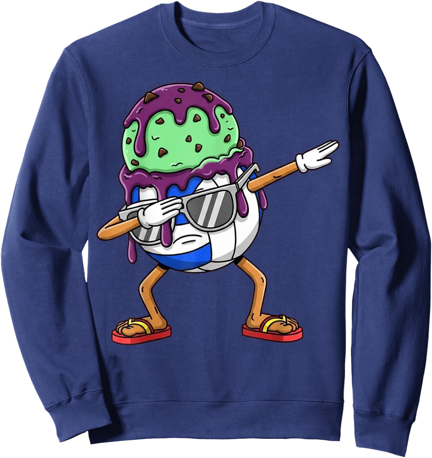Dabbing Volleyball Drip Ice Cream Kids Youth Boys Girls Sweatshirt - Sweatshirt | Navy