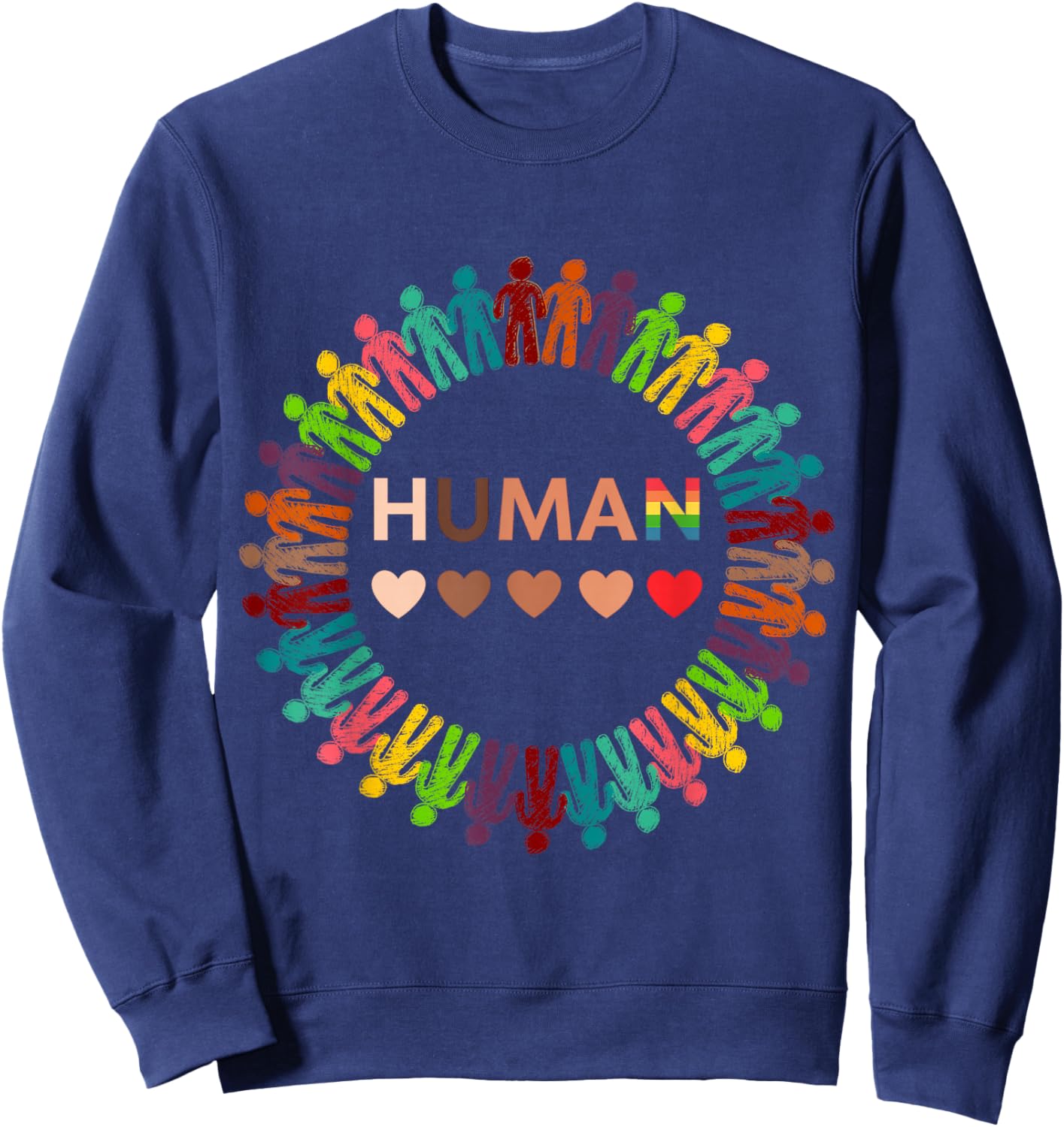 All-Inclusive Hearts for BLM Racial Justice & Human Equality Sweatshirt - Sweatshirt | Navy