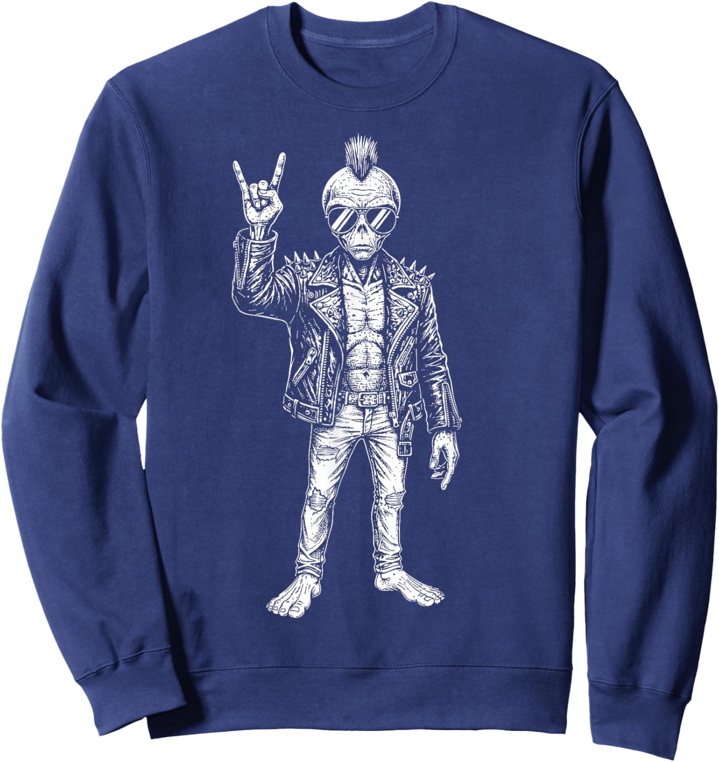 Punk Rocker Alien Lover Funny Rock and Roll Music Fan Sweatshirt - Sweatshirt | Navy