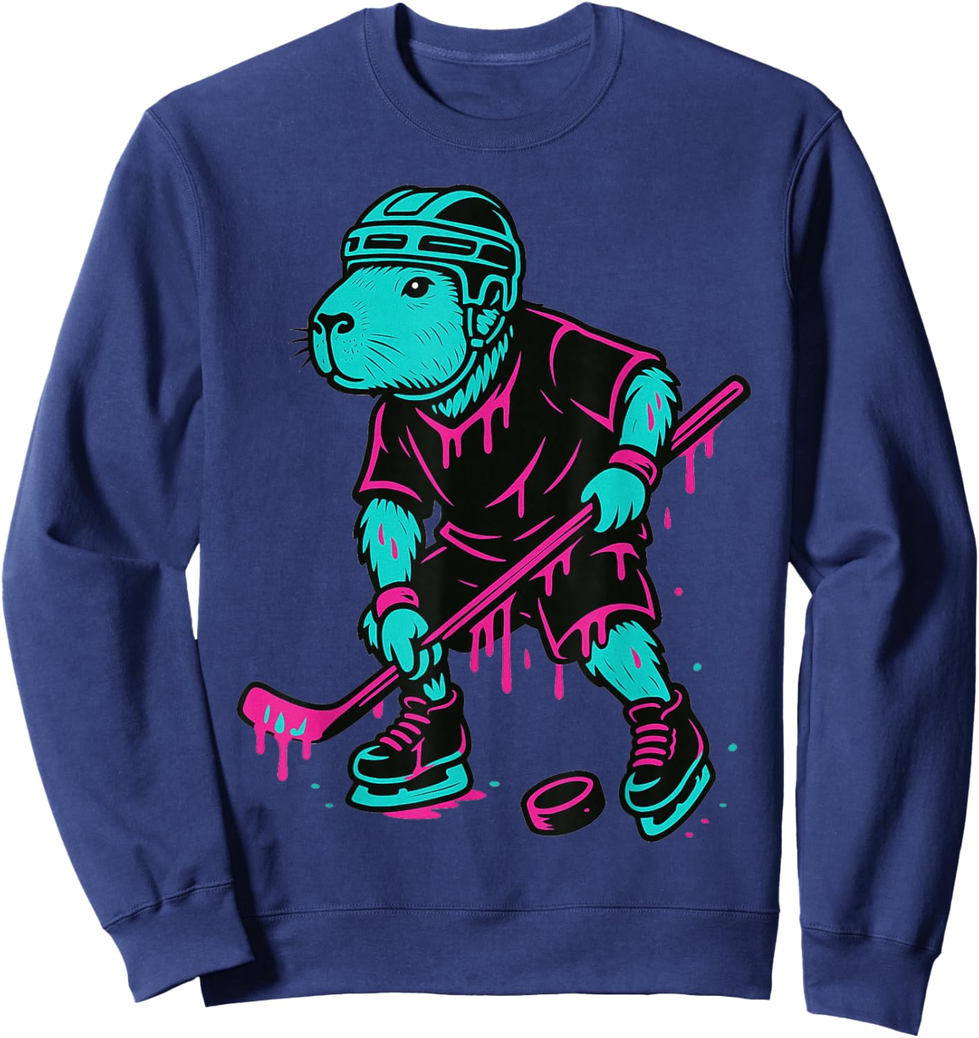 Capybara Hockey Drip Boys Ice Cream Drip Youth Boys Hockey Sweatshirt - Sweatshirt | Navy