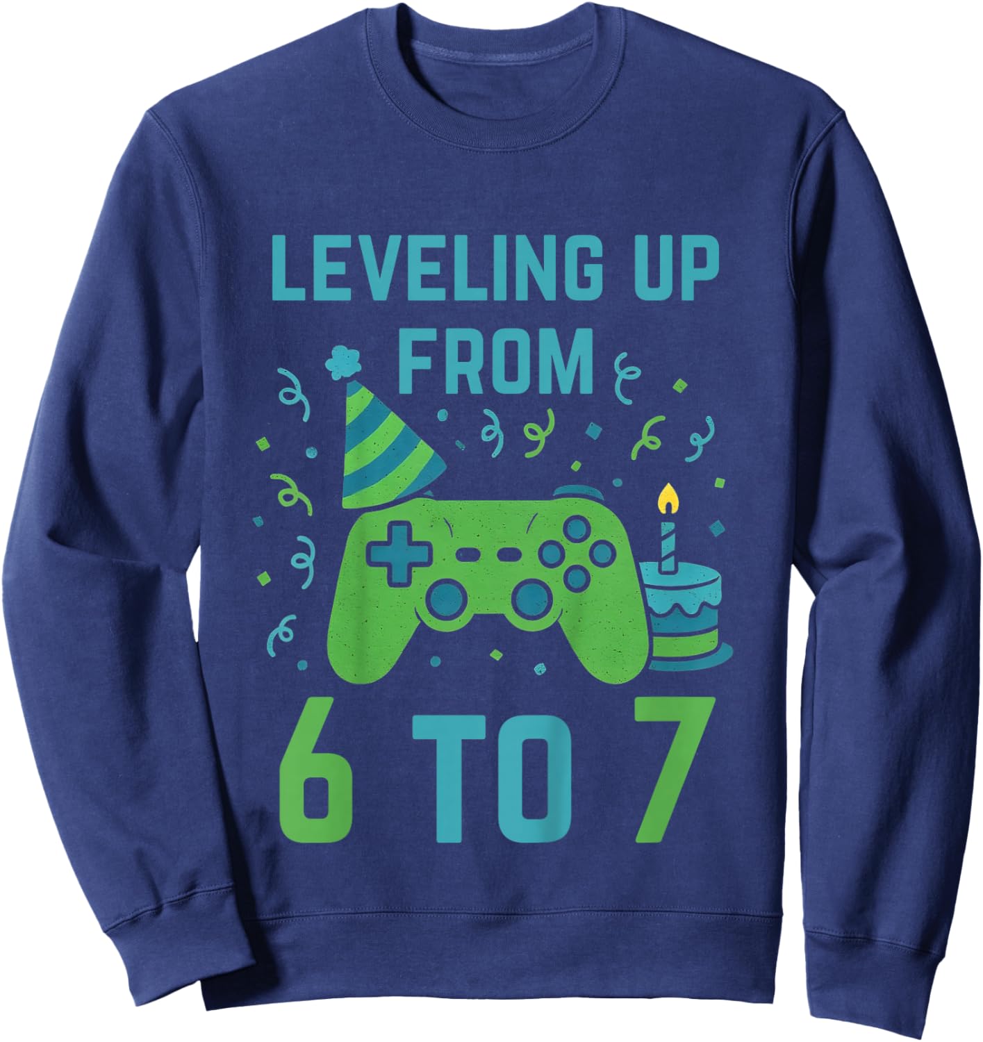 Leveling-Up from 6 to 7 Kids Gaming 7th Birthday Sweatshirt - Sweatshirt | Navy
