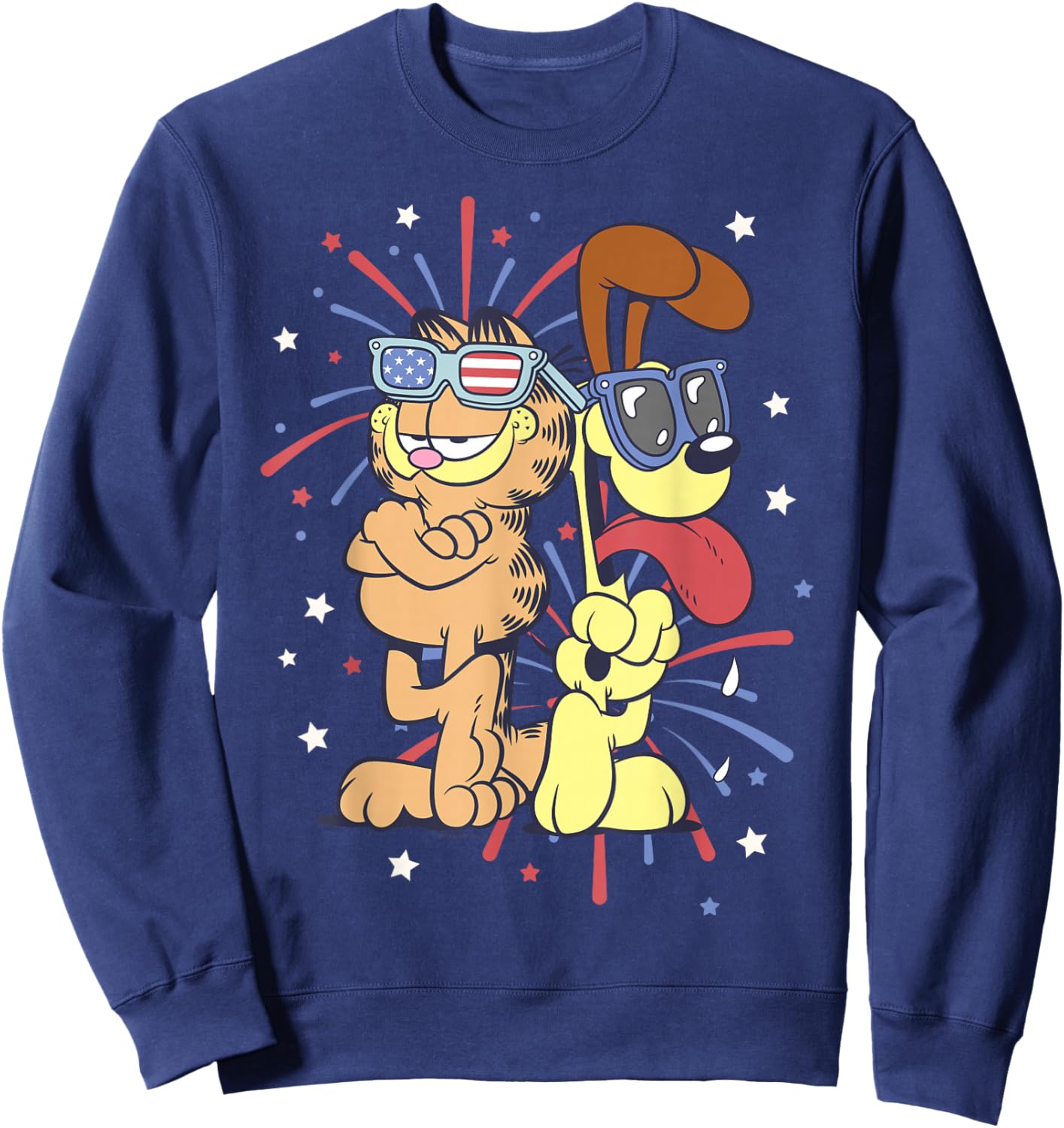 Garfield 4th of July Garfield & Odie Back to Back Fireworks Sweatshirt - Sweatshirt | Navy