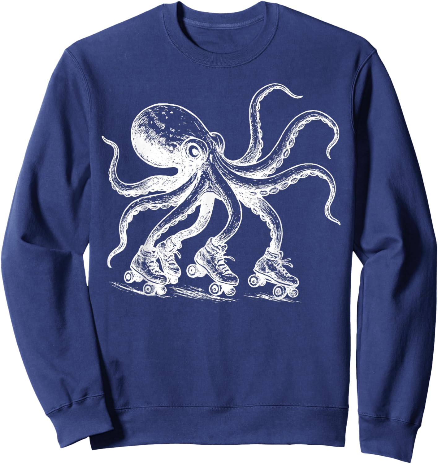 Vintage Octopus Skating Roller Skates Funny Sport Lover Sweatshirt - Sweatshirt | Navy