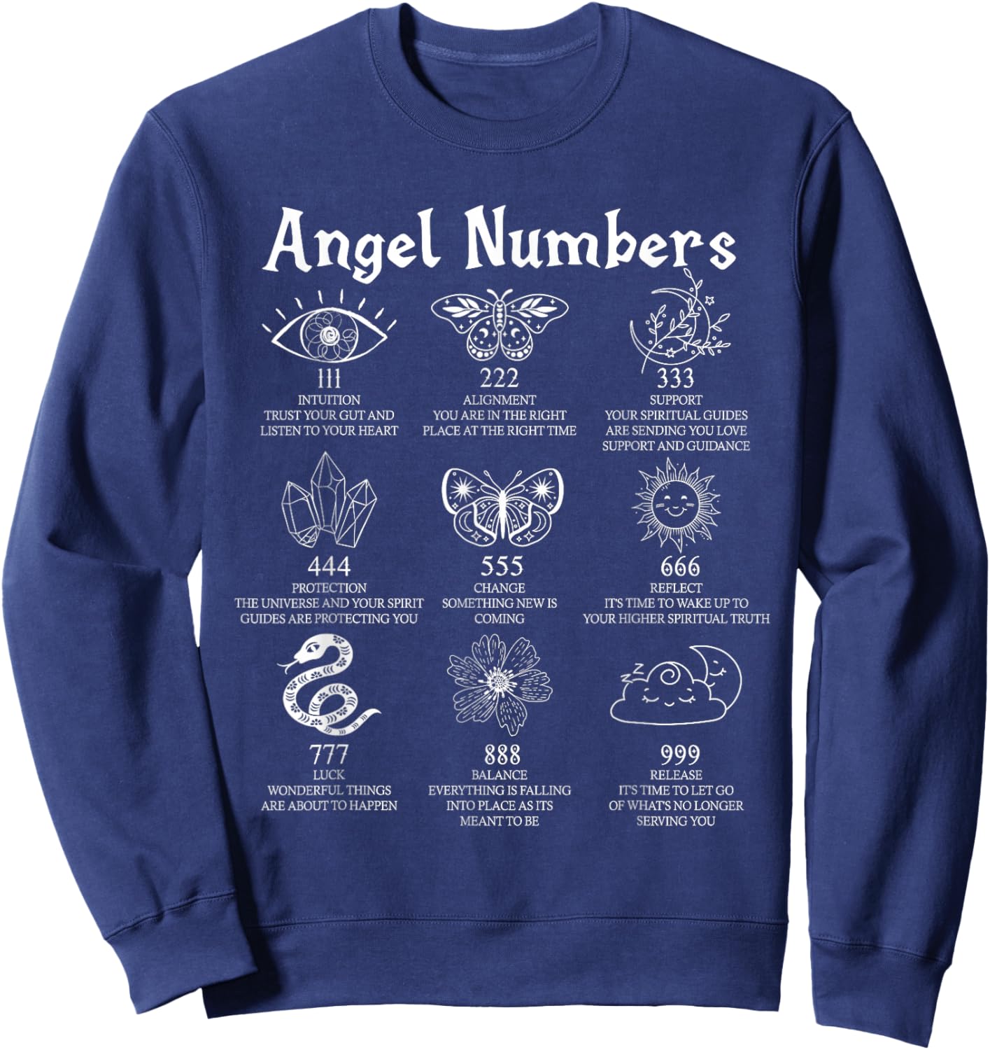 ngel Numbers Numerology Celestial Spiritual Divination Sweatshirt - Sweatshirt | Navy