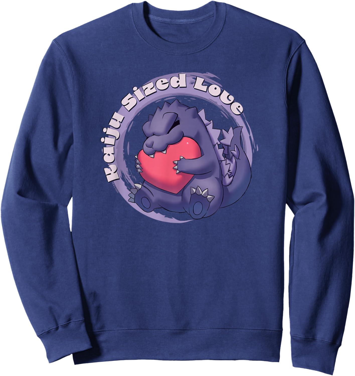 Godzilla Kaiju Sized Love Cute Cuddly Heart Valentine's Day Sweatshirt - Sweatshirt | Navy