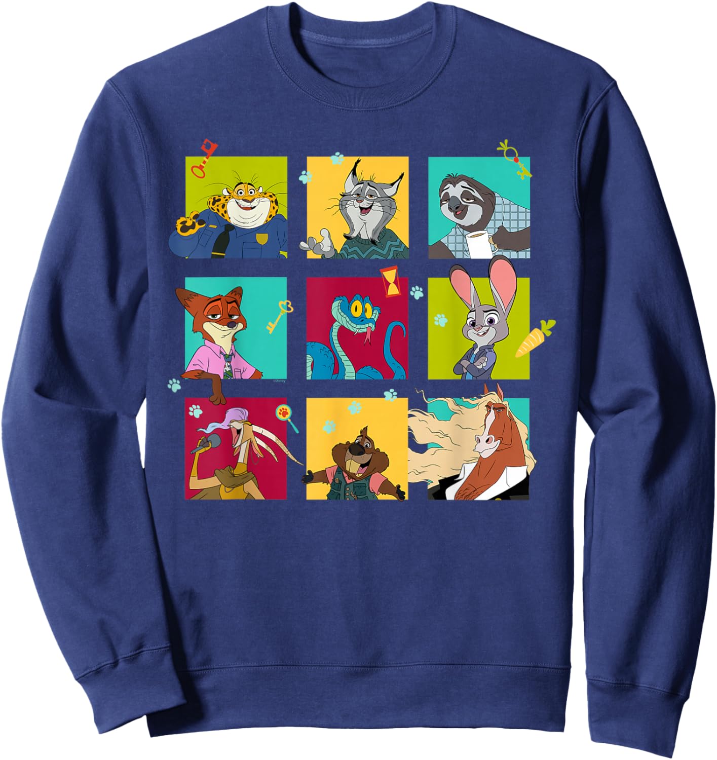 Disney Zootopia 2 Illustrated Characters Grid Sweatshirt - Sweatshirt | Navy