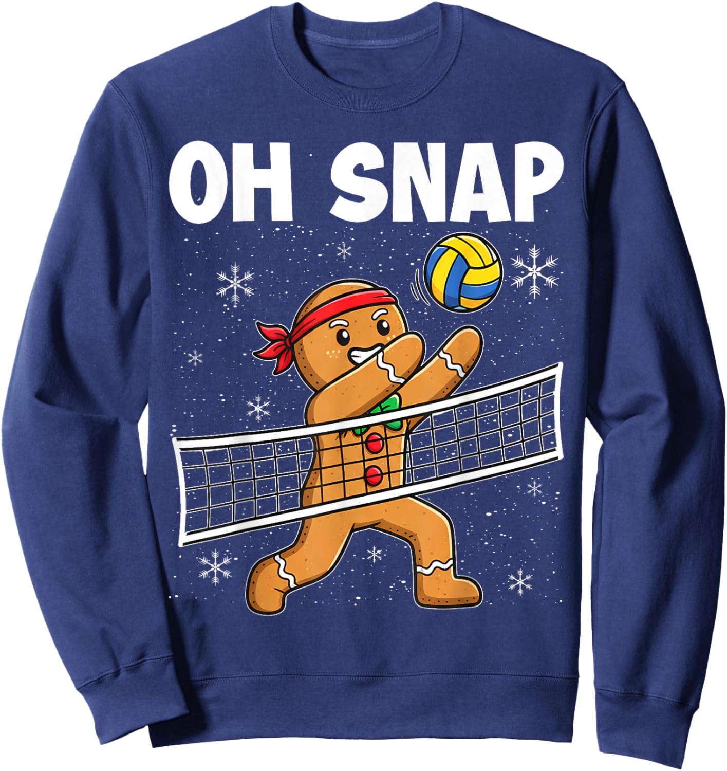 Oh Snap Gingerbread Man Christmas Volleyball Sweatshirt - Sweatshirt | Navy