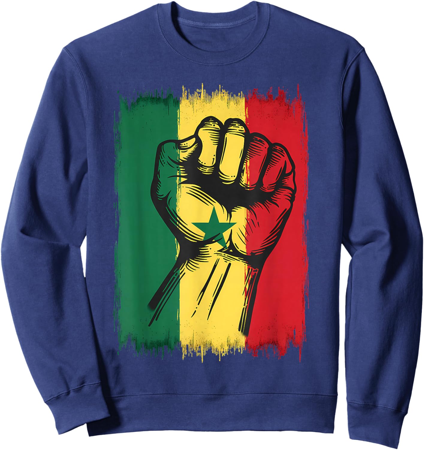Senegal Roots Handfist Senegalese Flag Sweatshirt - Sweatshirt | Navy