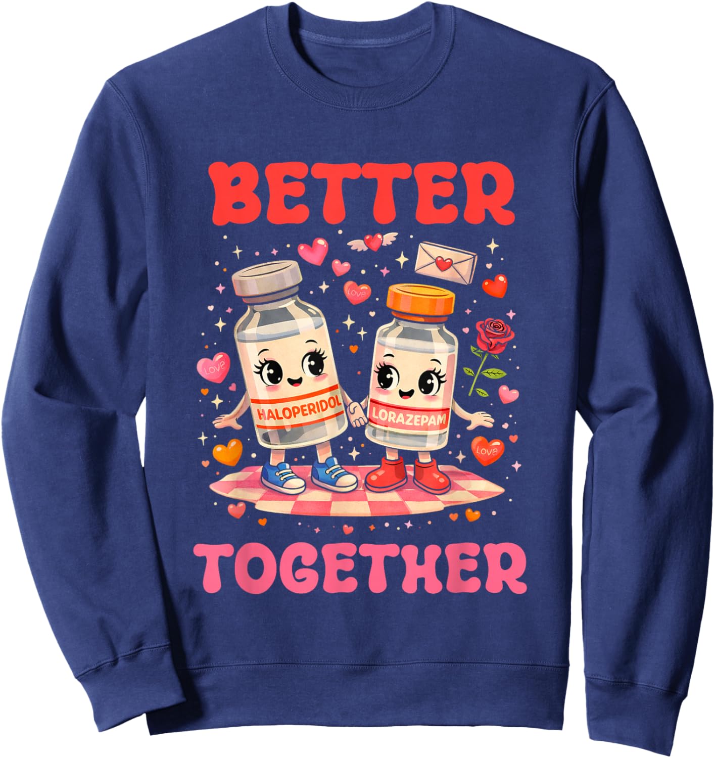 Valentine Better Together Nurse Pink Bow RN PCT CNA Nurse Sweatshirt - Sweatshirt | Navy
