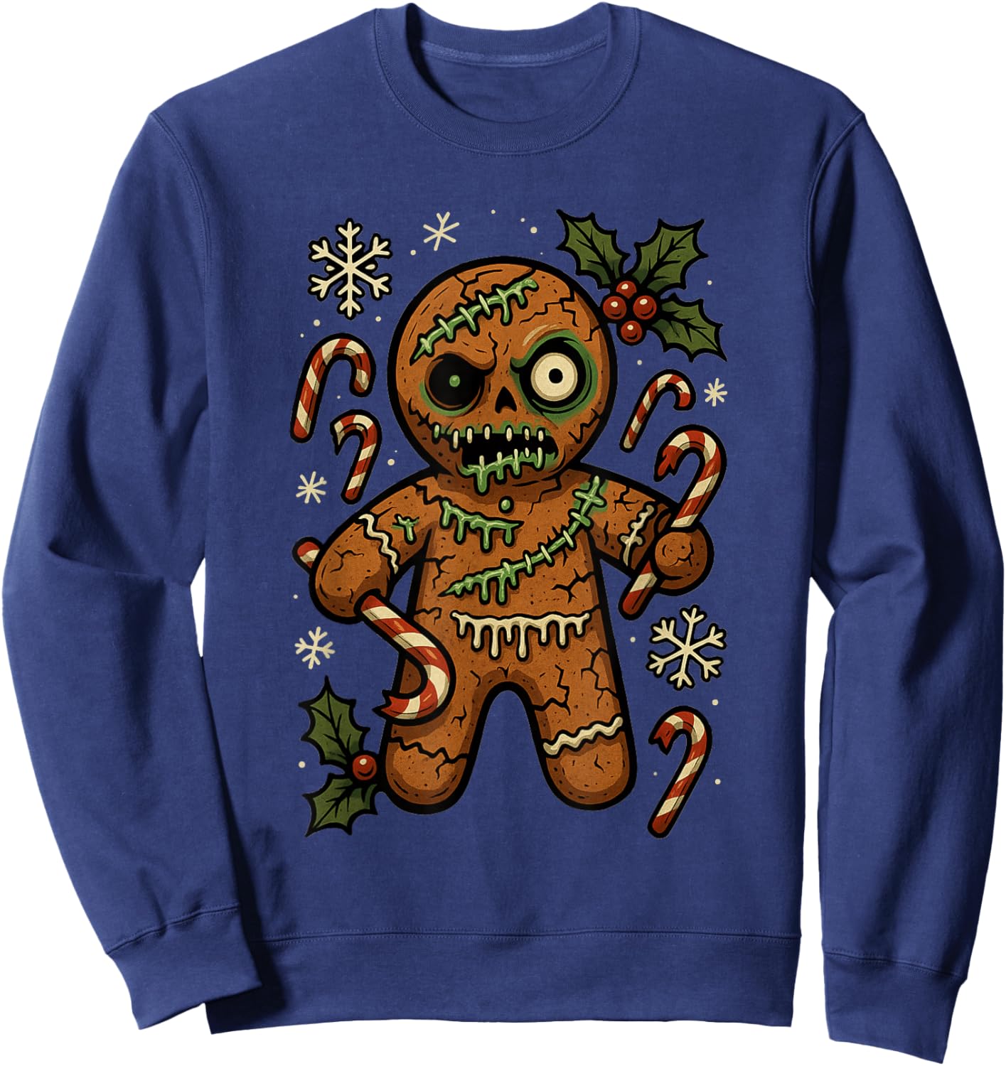 Zombie Gingerbread Man Christmas Zombie Sweatshirt - Sweatshirt | Navy