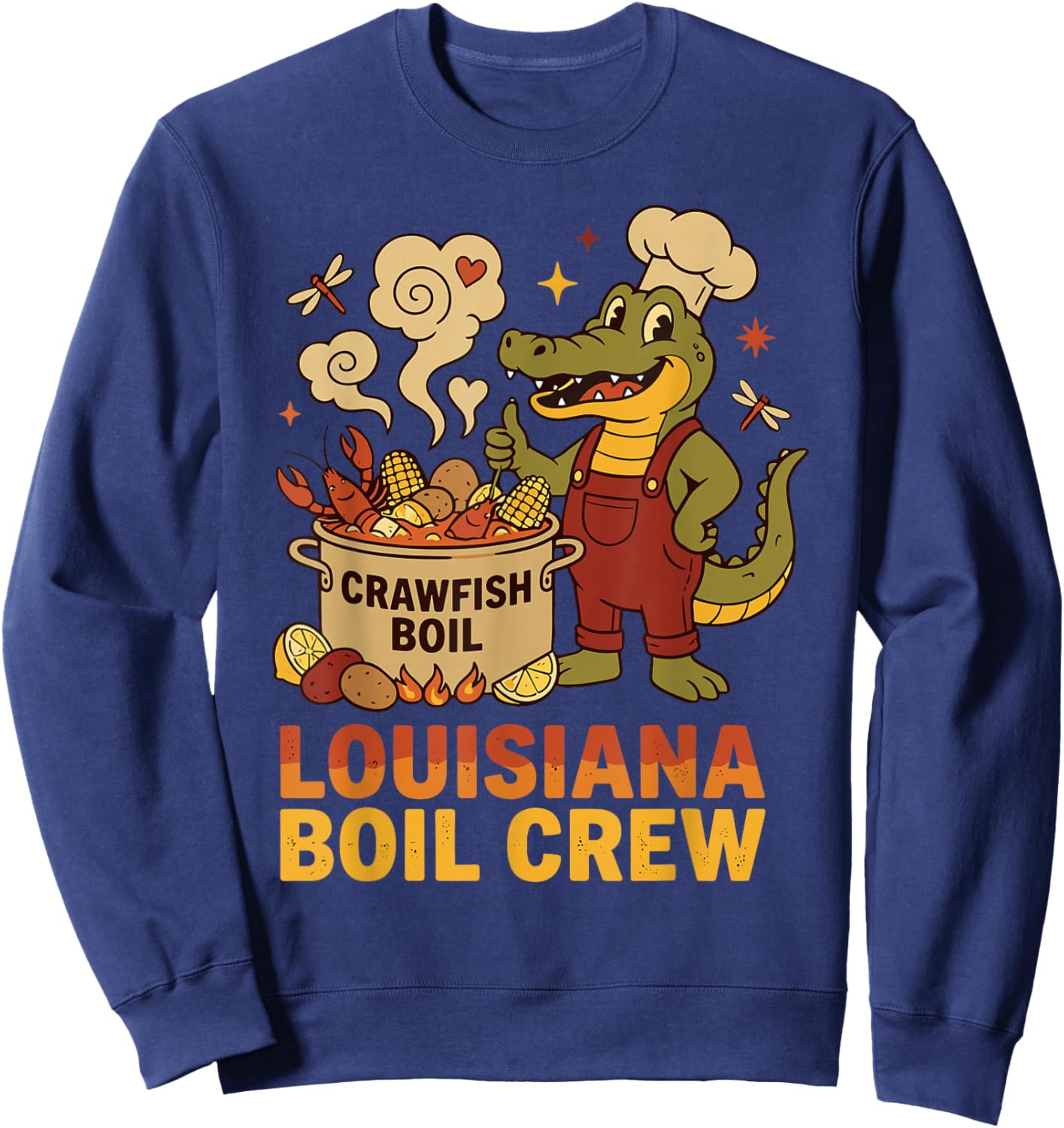Crawfish Cajun Louisiana Boil Alligator Bayou Retro Wildlife Sweatshirt - Sweatshirt | Navy
