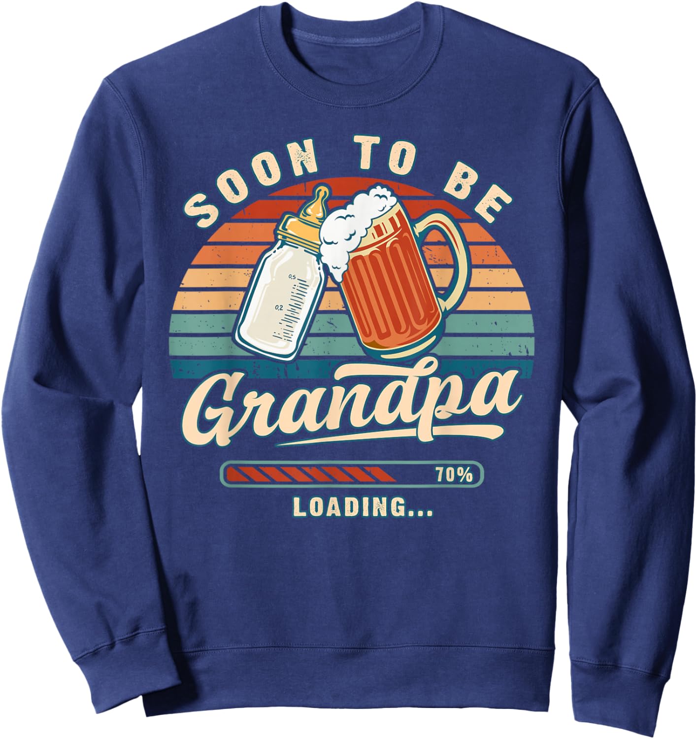 Soon to Be Grandpa Loading Retro Baby Reveal Sweatshirt - Sweatshirt | Navy