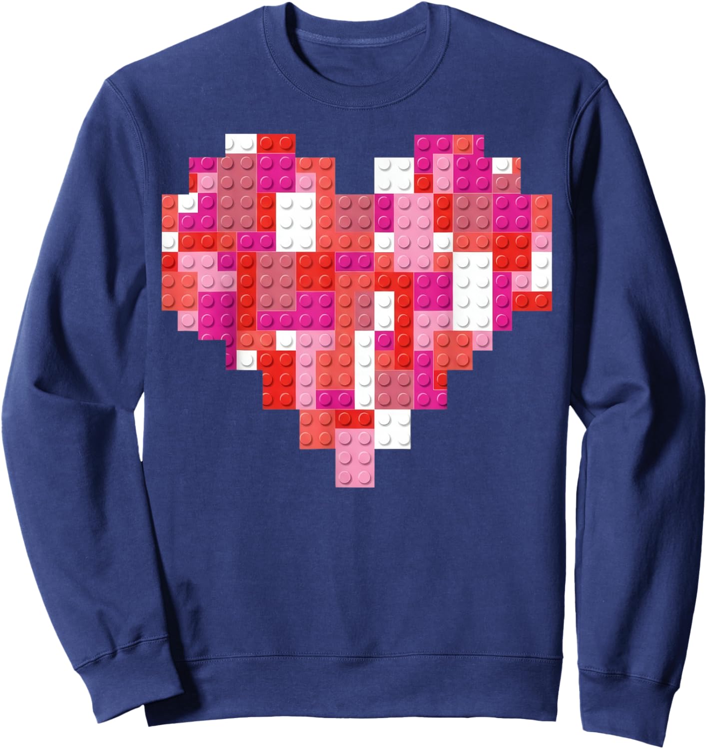 Valentines Day Heart Blocks Bricks Boys Toddles Valentine Sweatshirt - Sweatshirt | Navy