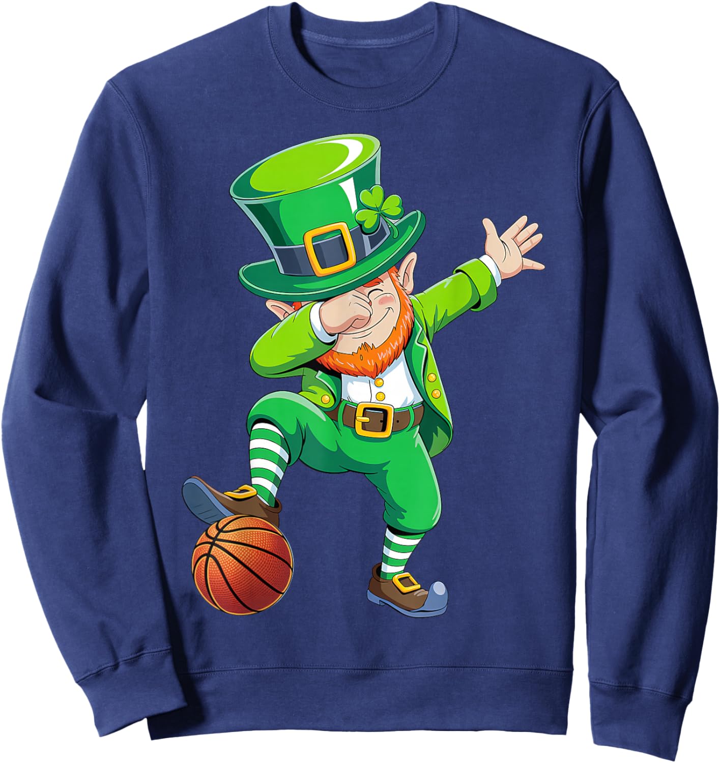 Dabbing Leprechaun Basketball St Patricks Day Boys Men Sport Sweatshirt - Sweatshirt | Navy