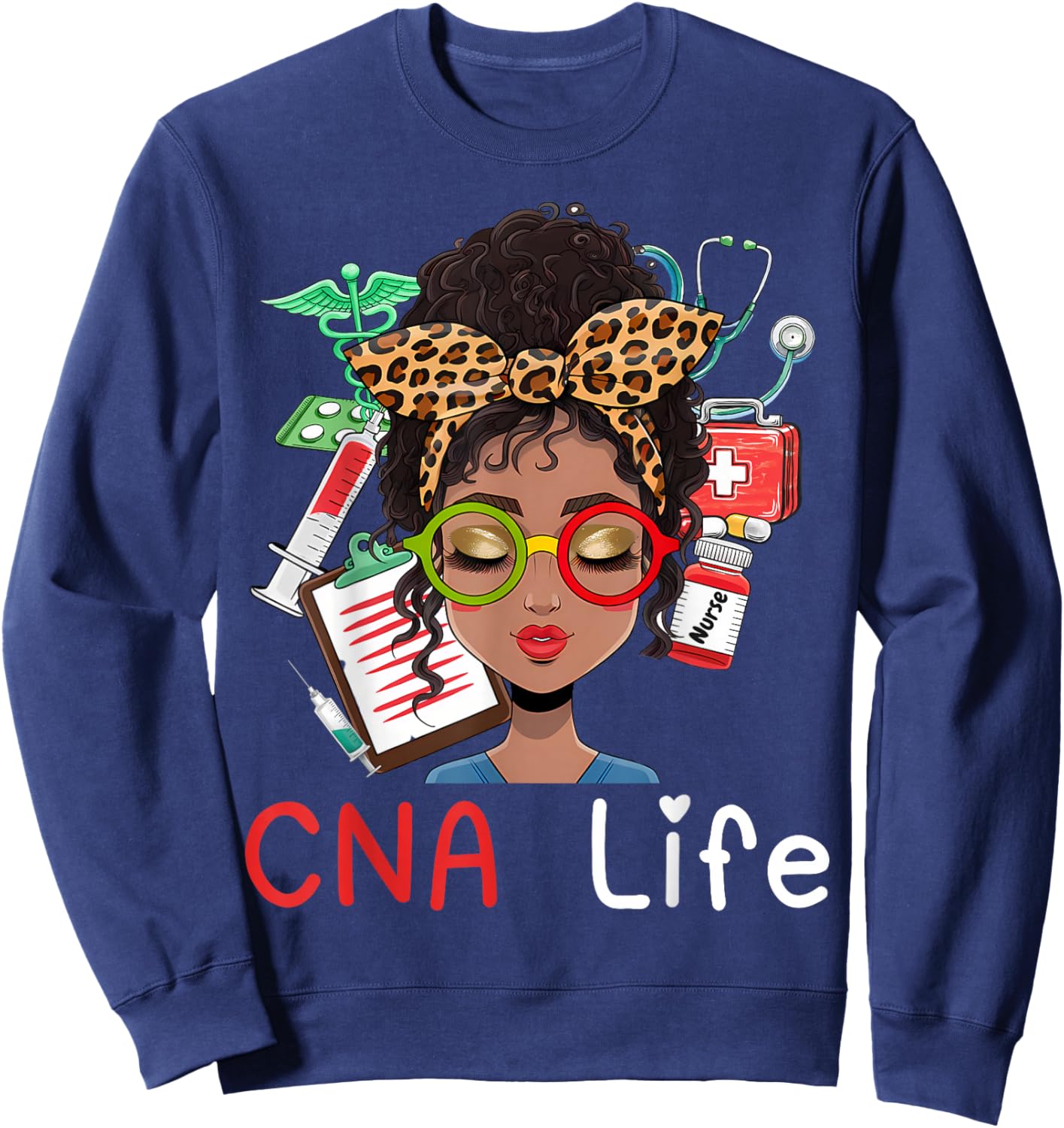 CNA Nurse Black History Month African American Sweatshirt - Sweatshirt | Navy