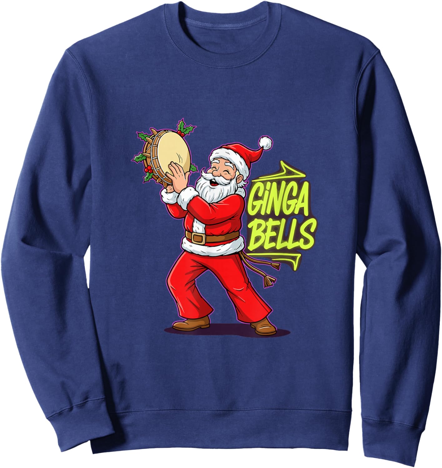Ginga Bells Santa Brazilian Party Holiday Christmas Capoeira Sweatshirt - Sweatshirt | Navy