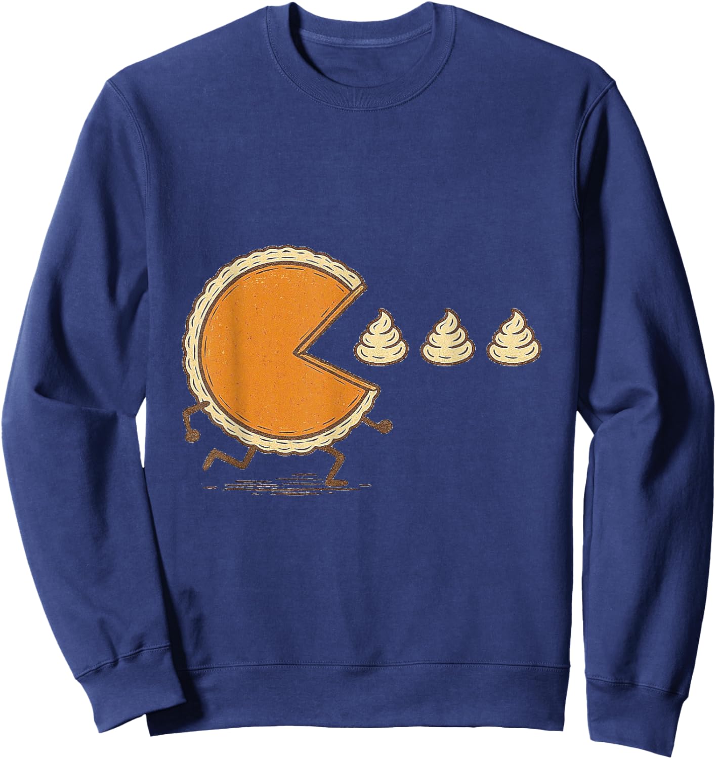 Funny Pumpkin Pie Chasing Whipped Cream Thanksgiving Day Sweatshirt - Sweatshirt | Navy