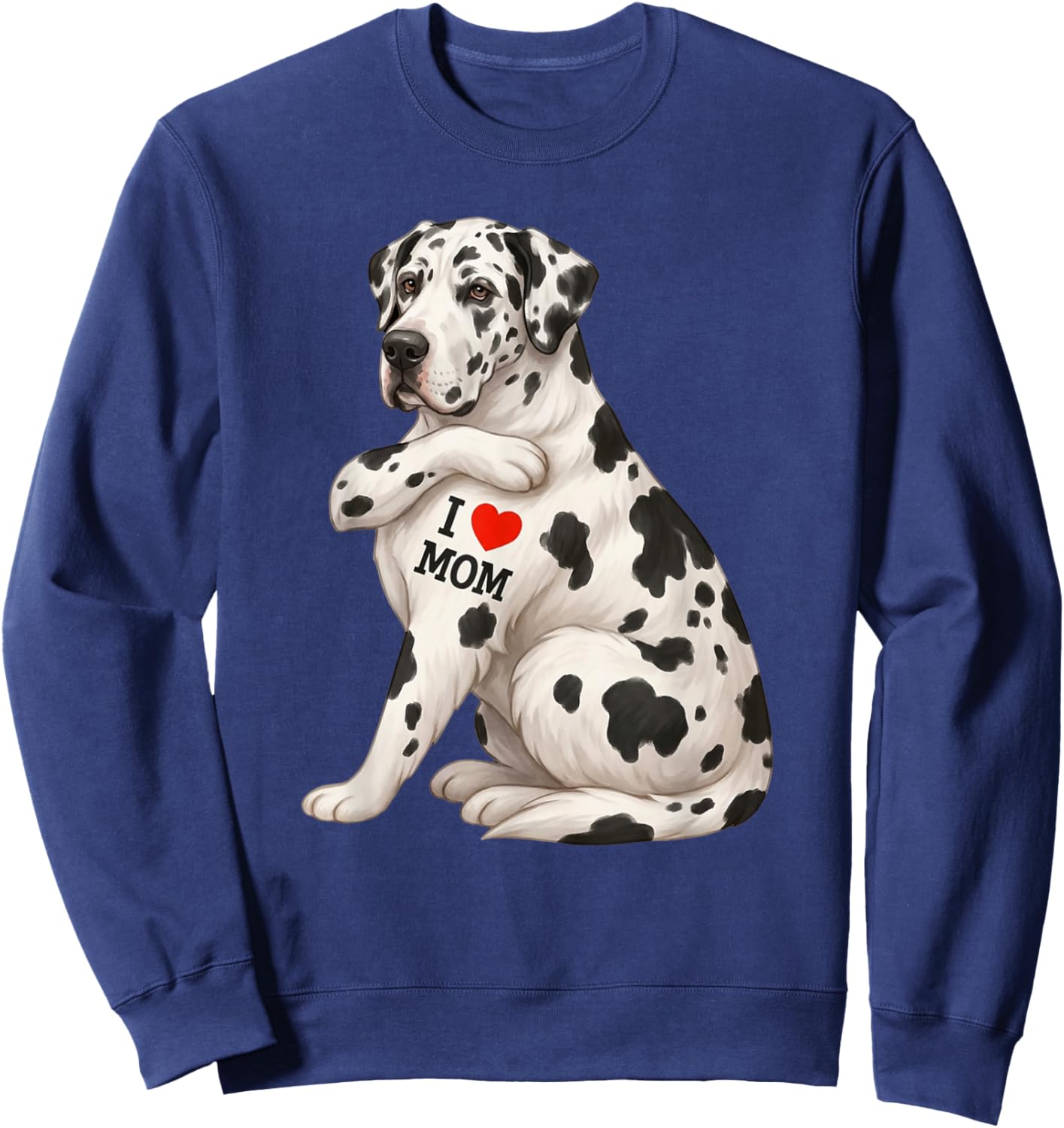 Funny Harlequin Great Dane Dog Mom Sweatshirt - Sweatshirt | Navy