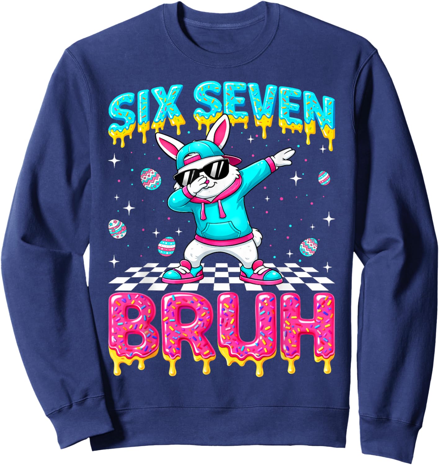 Dabbing Bunny Drip Dripping Rabbit Easter Toddlers Boys Sweatshirt - Sweatshirt | Navy