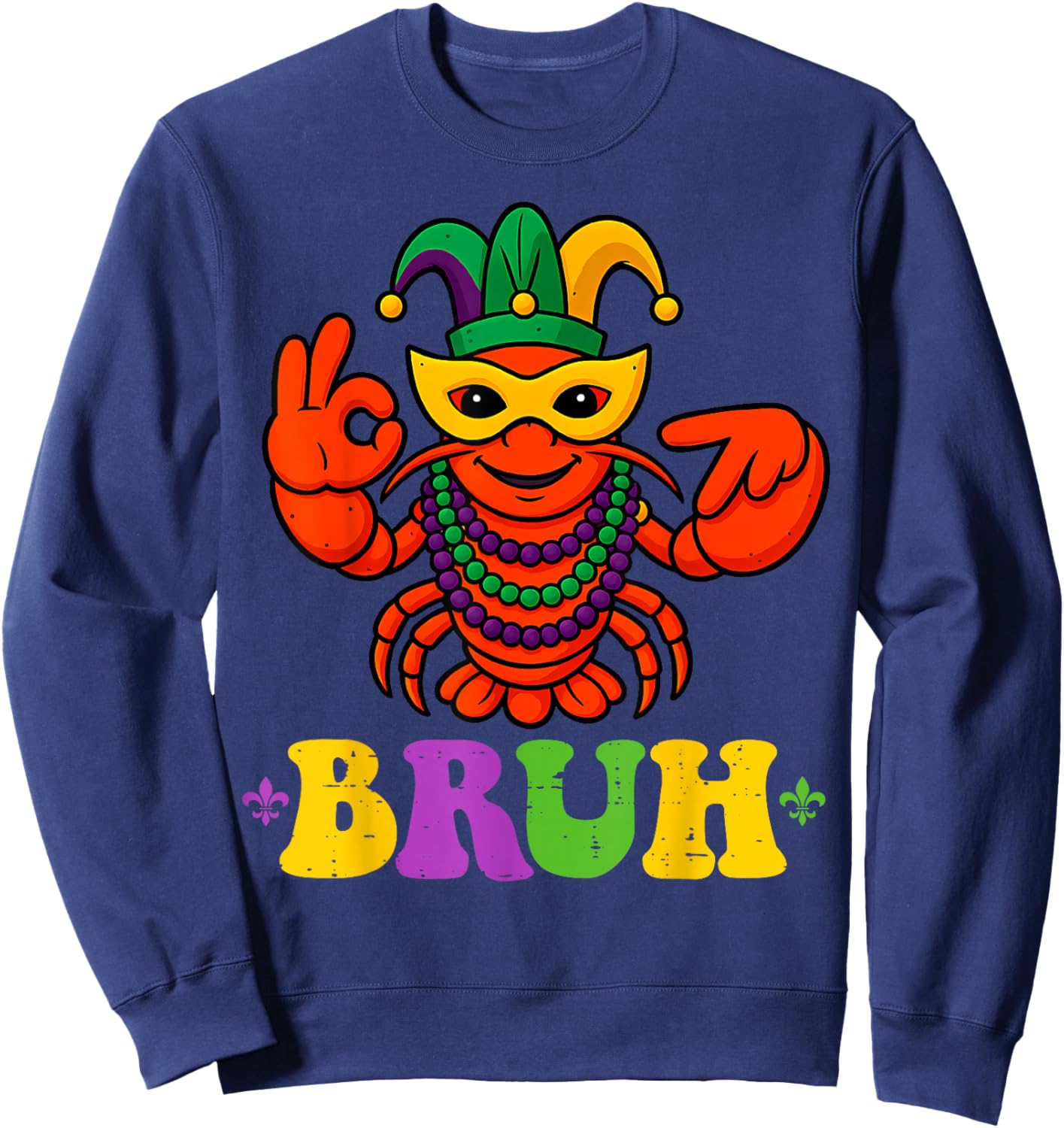 67 Bruh Mardi Gras Crawfish Funny Six Seven Meme Boys Kids Sweatshirt - Sweatshirt | Navy