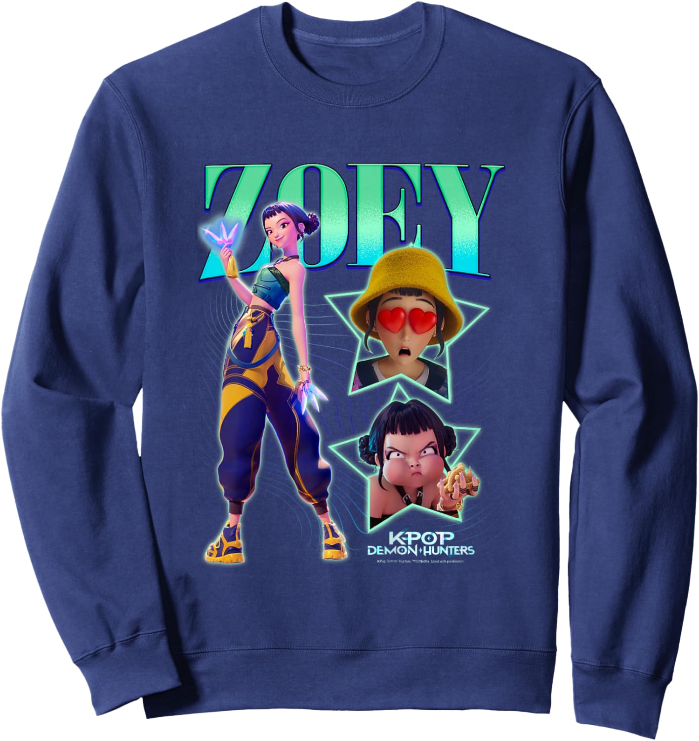 Kpop Demon Hunters Halloween Zoey Showcase Y2K Style Poster Sweatshirt - Sweatshirt | Navy